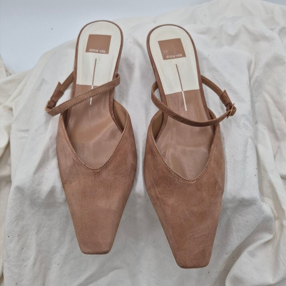DV by Dolce Vita Tan Suede Pointed Toe Slingback Heels